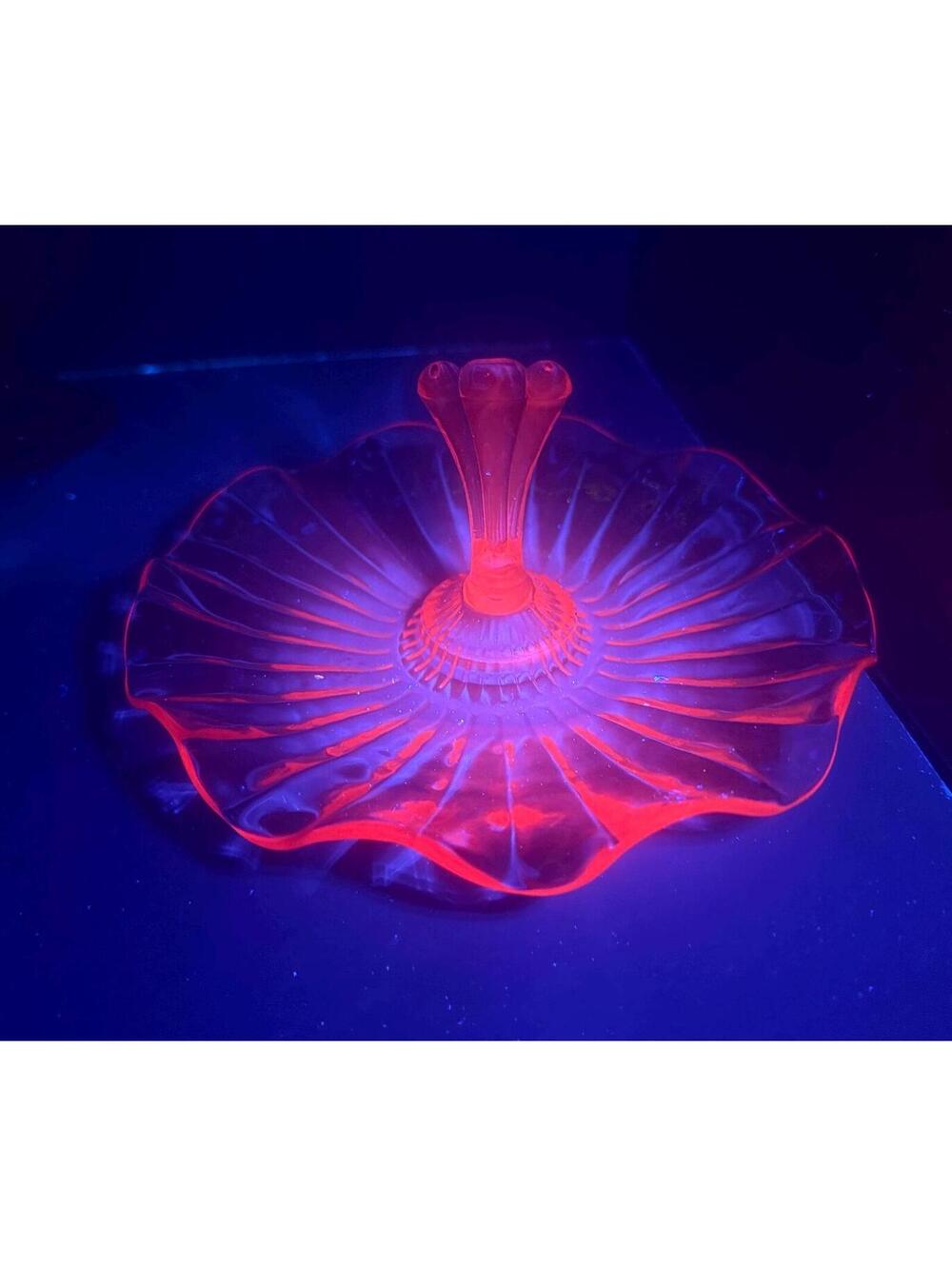 Anchor Hocking “ACH37” Pink Depression Glass 7.5” Lemon Tray - UV Reactive